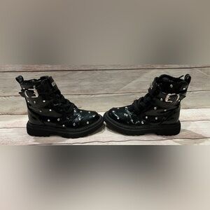 DKNY Ava Dila Moto Side Zipper Boot - Black - Size 12 Girls